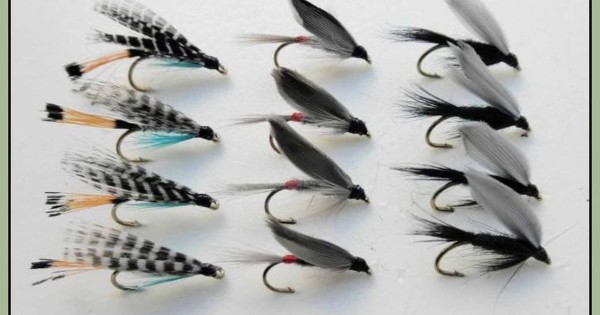 3 x BLACK AND PEACOCK SPIDER WET TROUT FLIES Sizes 10,12,14,16